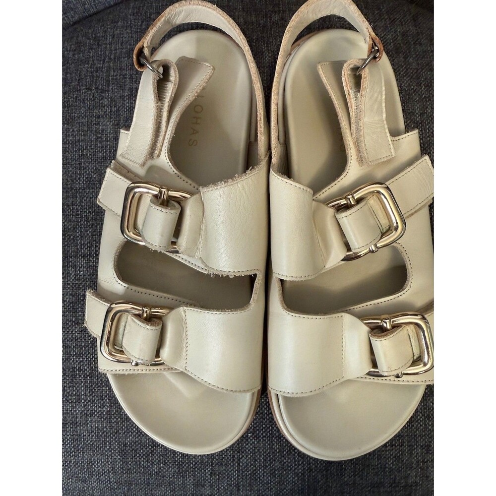 ALOHAS Harper Ivory Leather Sandals Women’s 40 US 9 Buckle Slingback Platform